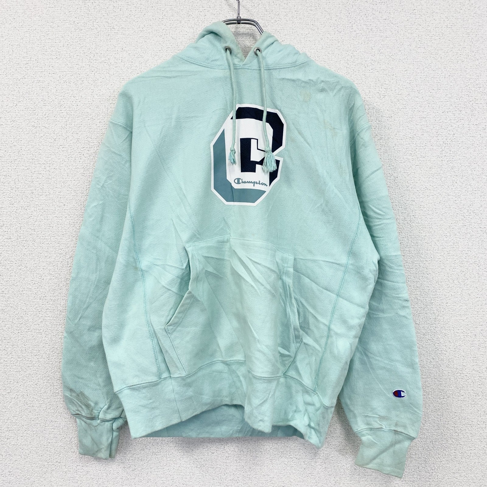 Champion　チャンピオン　リバースウィーブ　スウェットパーカー/フーディー　水色　ライトブルー　Mサイズ　古着