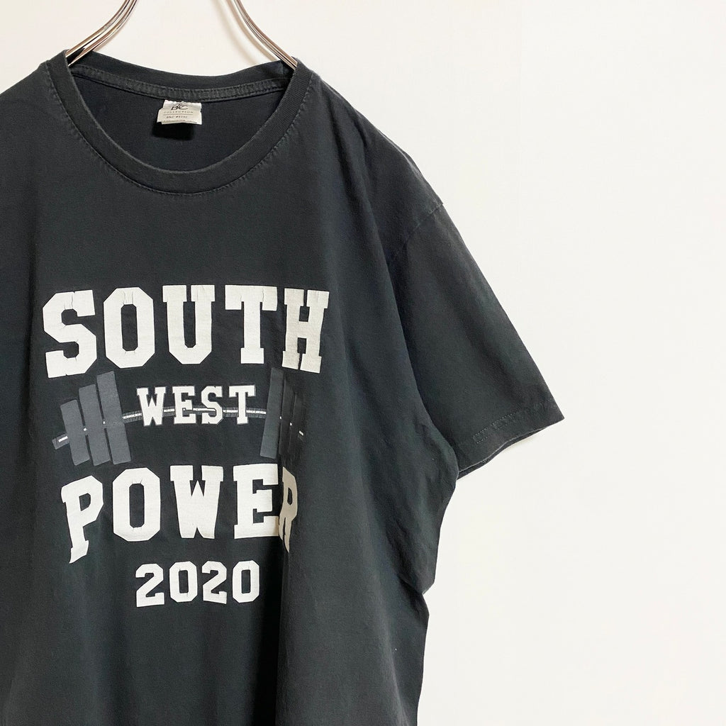 B&C　半袖クルーネックTシャツ　バックプリント　SWPLA　SOUTHWEST　黒　ブラック　春夏服　古着