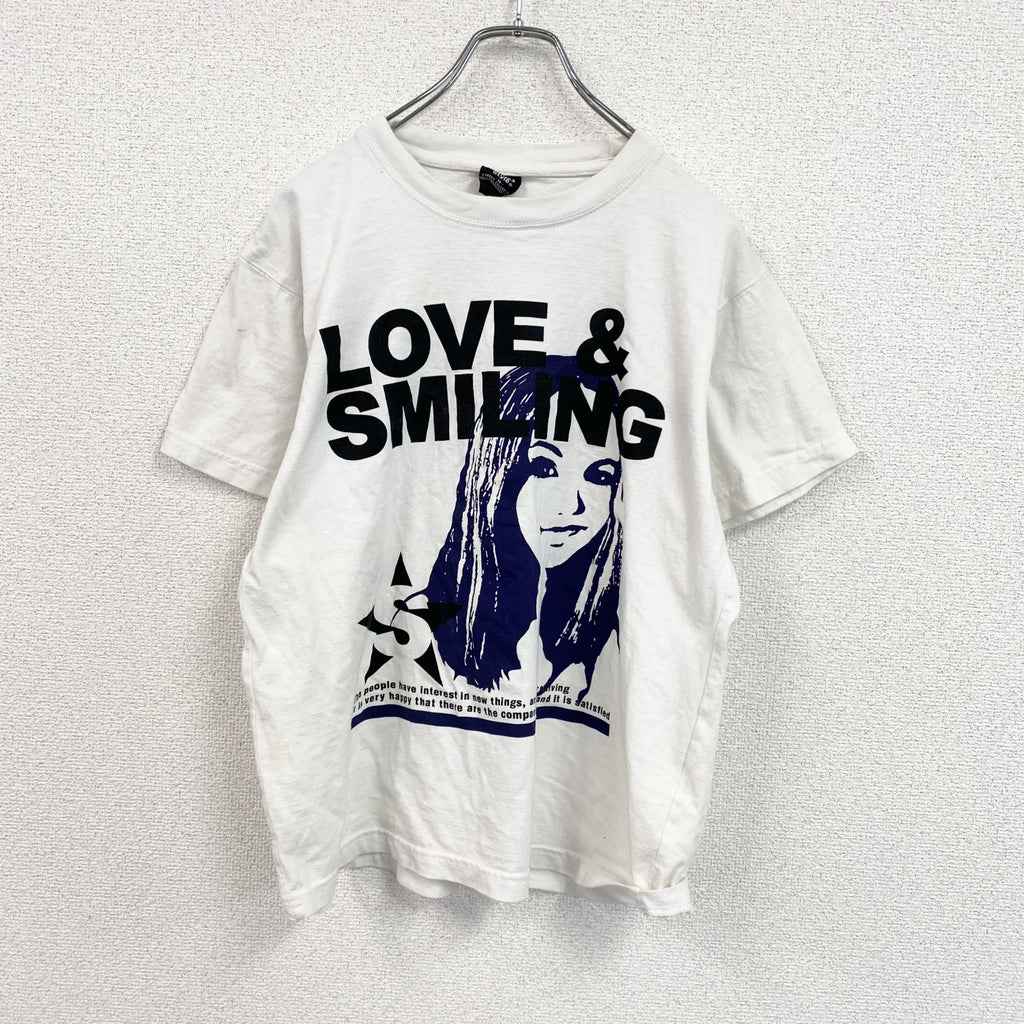 Natural clothes style　半袖プリントTシャツ　ギャルT　ビックデザイン　y2k　白　ホワイト　Mサイズ　古着