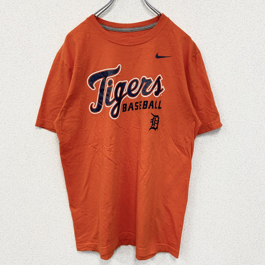 古着 used　NIKE ナイキ　半袖ビックロゴプリントTシャツ　MLB　デトロイトタイガース　オレンジ　野球　Lサイズ