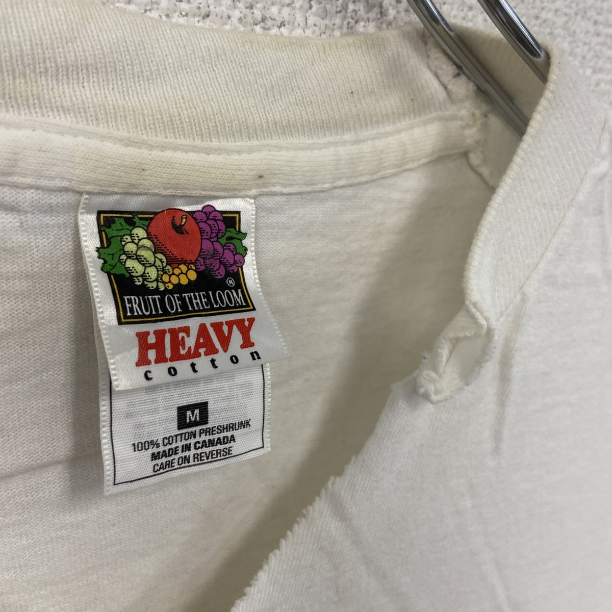 FRUIT OF THE LOOM　フルーツオブザルーム　半袖プリントTシャツ　ヴィンテージ　シングルステッチ　白　ホワイト　Mサイズ カットソー メンズ 古着