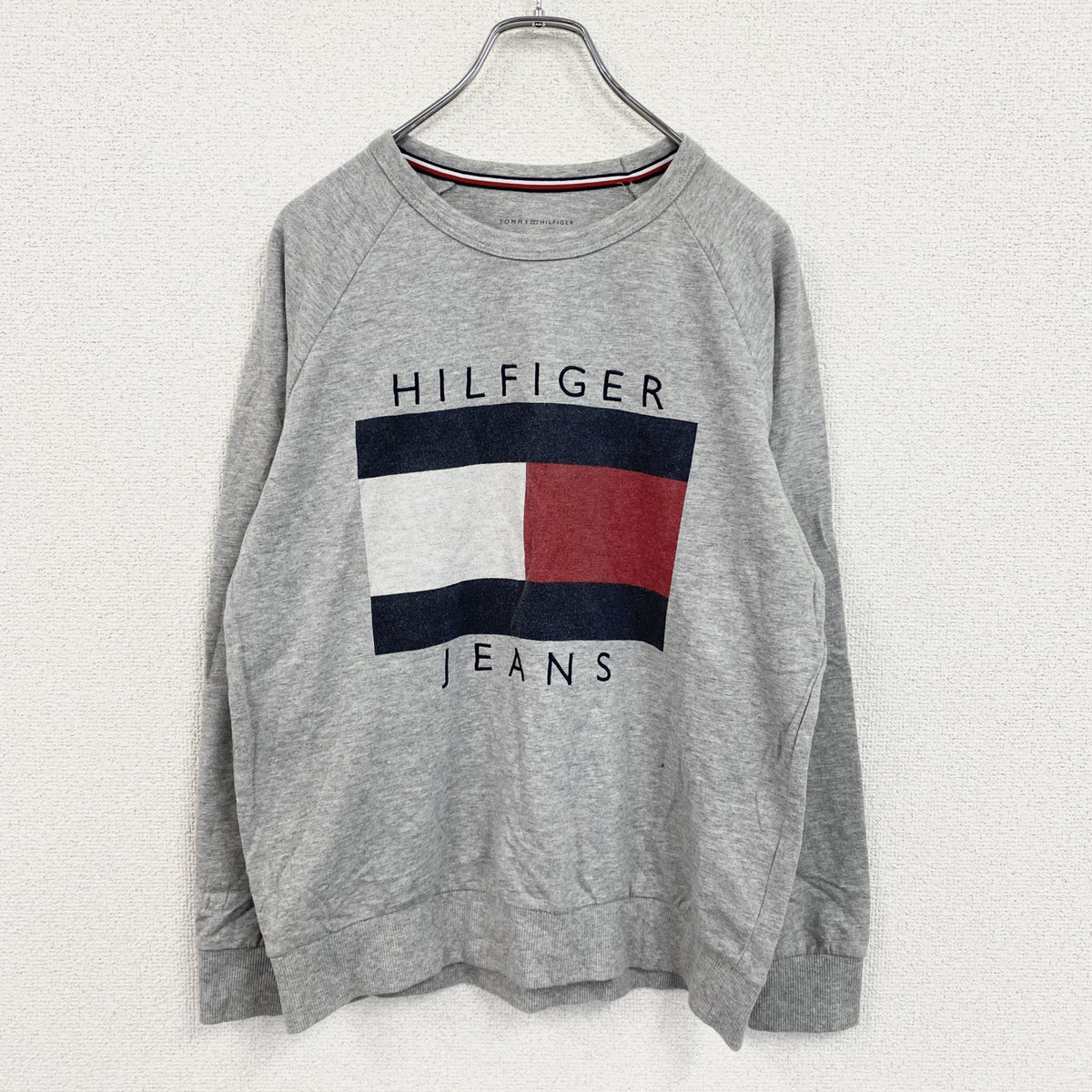TOMMY HILFIGER　トミーヒルフィガー　スウェット/トレーナー　ラグランスリーブ　灰色　グレー　Sサイズ　古着