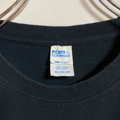 古着 used　PORT&COMPANY　半袖プリントTシャツ　クルーネック　黒　ブラック　春夏服　ビッグシルエット　3XLサイズ