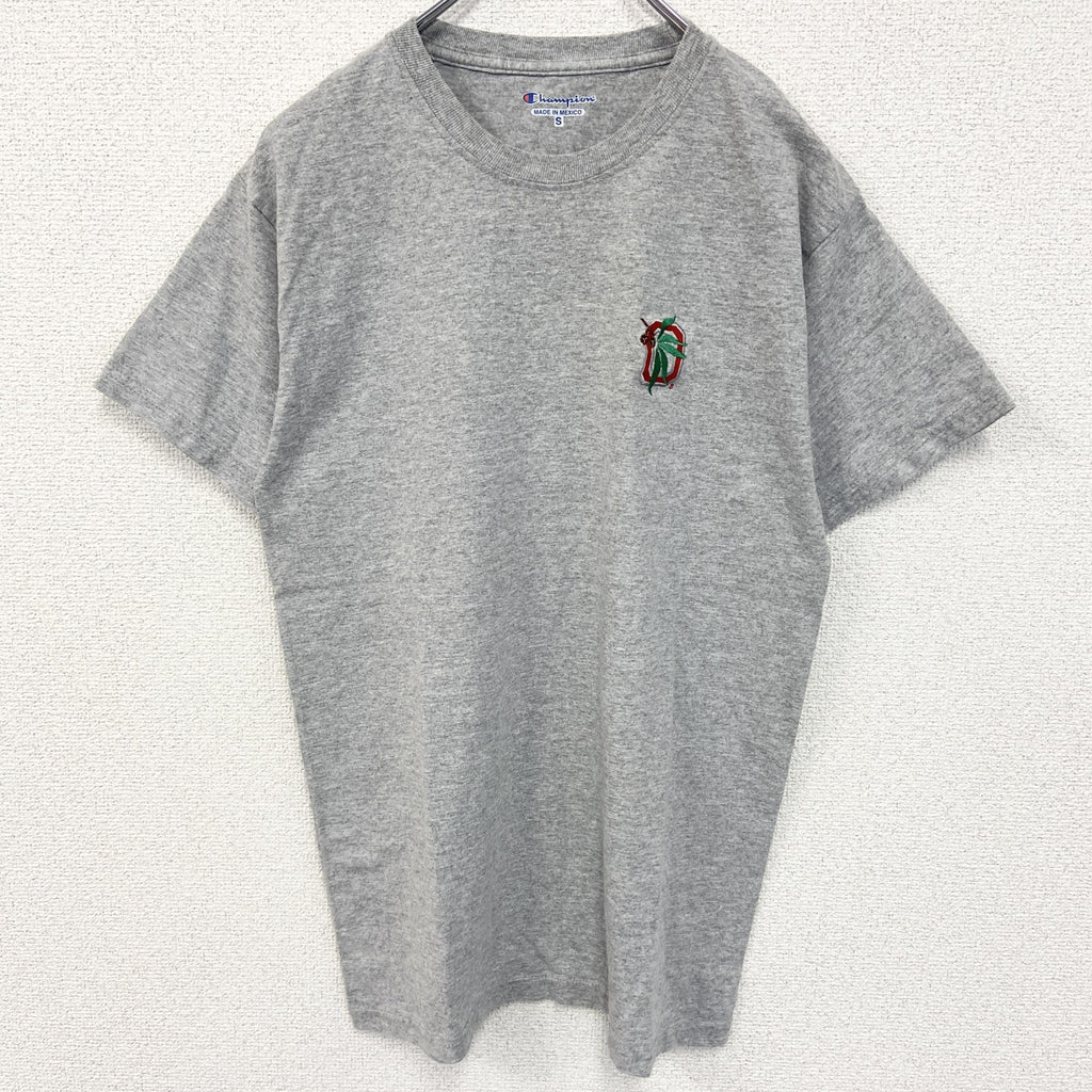 Champion　チャンピオン　半袖Tシャツ　刺繍ロゴ　ワンポイント　現行　灰色　グレー　Sサイズ　古着