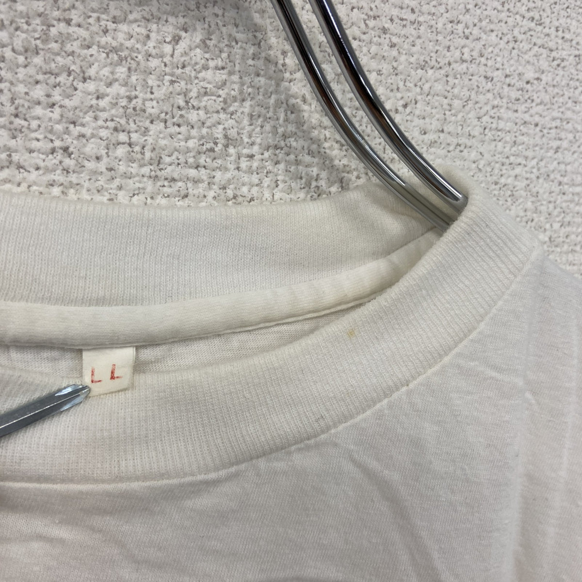 半袖プリントTシャツ　ヴィンテージ　シングルステッチ　白　ホワイト　LLサイズ カットソー メンズ 古着