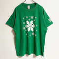 GILDAN　ギルダン　半袖フロントプリントTシャツ　クルーネック　雪の結晶　緑　グリーン　Lサイズ　古着