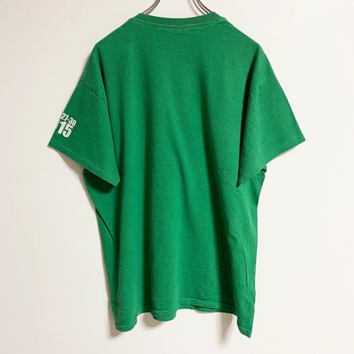 GILDAN　ギルダン　半袖フロントプリントTシャツ　クルーネック　雪の結晶　緑　グリーン　Lサイズ　古着