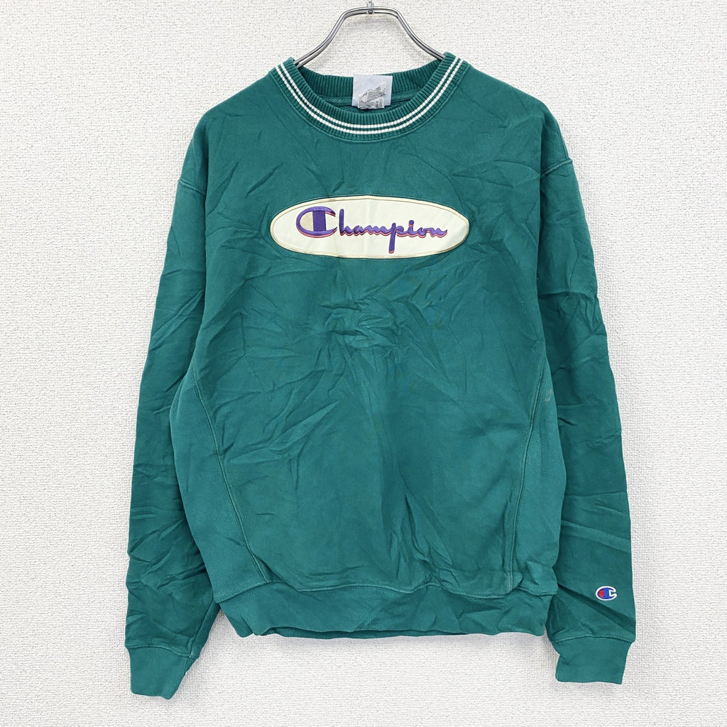 Champion　チャンピオン　リバースウィーブ　スウェット/トレーナー　デカロゴ　リブライン　現行　緑　グリーン　Mサイズ　古着