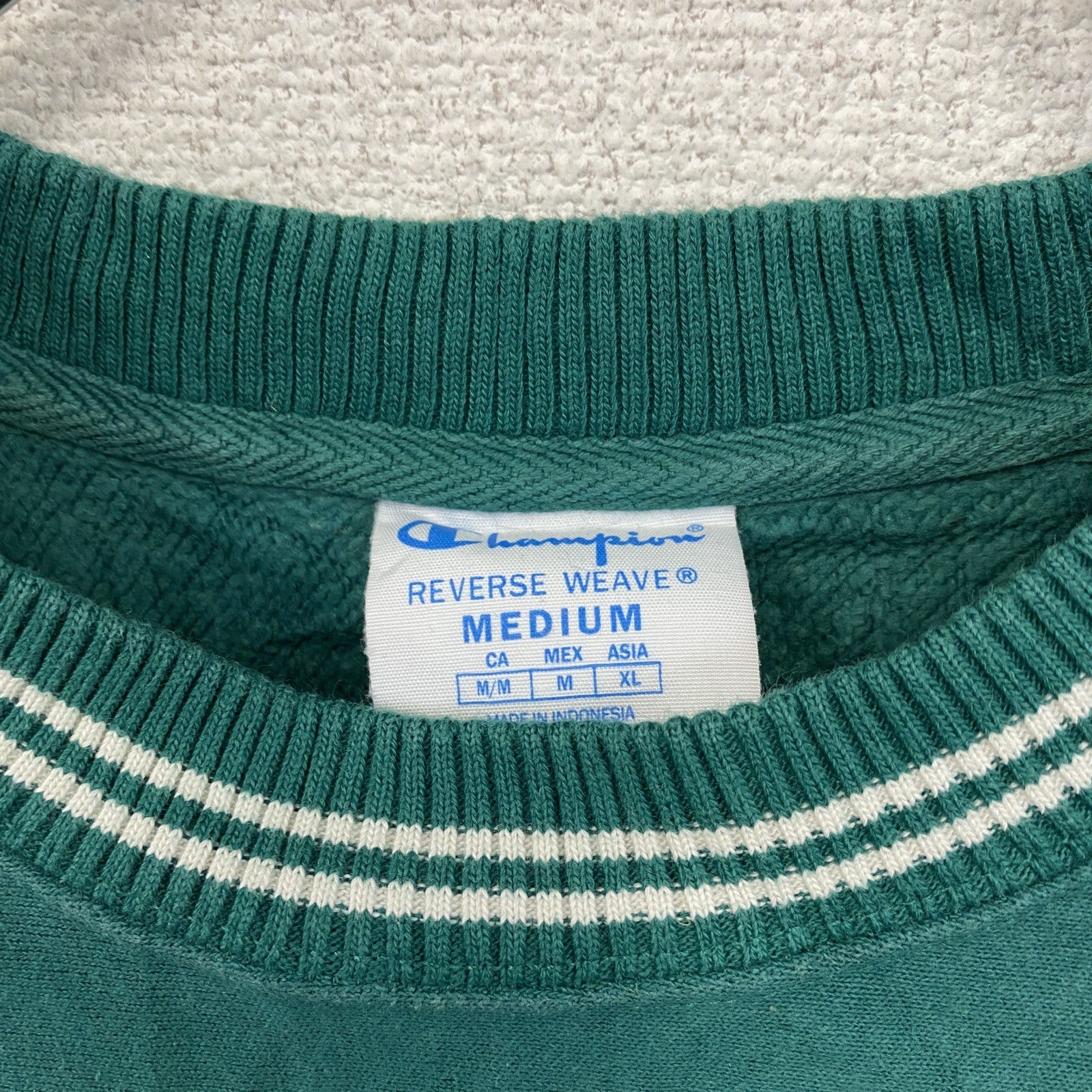 Champion　チャンピオン　リバースウィーブ　スウェット/トレーナー　デカロゴ　リブライン　現行　緑　グリーン　Mサイズ　古着