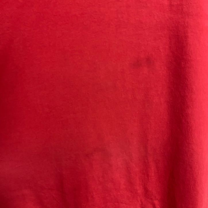 CANVAS　半袖ワンポイントTシャツ　バックプリント　Vネック　PIZZA　ピザ　赤　レッド　Lサイズ　古着