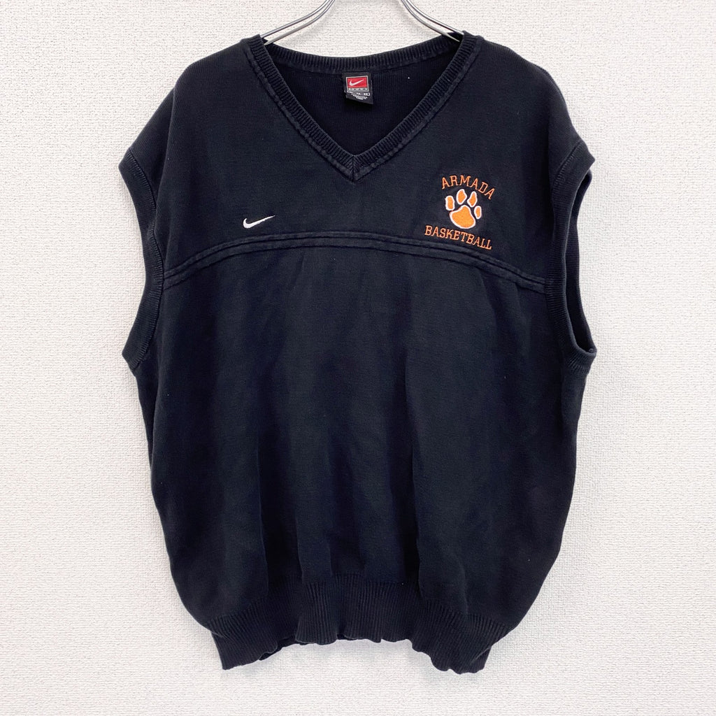 90s　NIKE　ナイキ　コットンニットベスト　ヴィンテージ　黒　ブラック　XLサイズ　古着