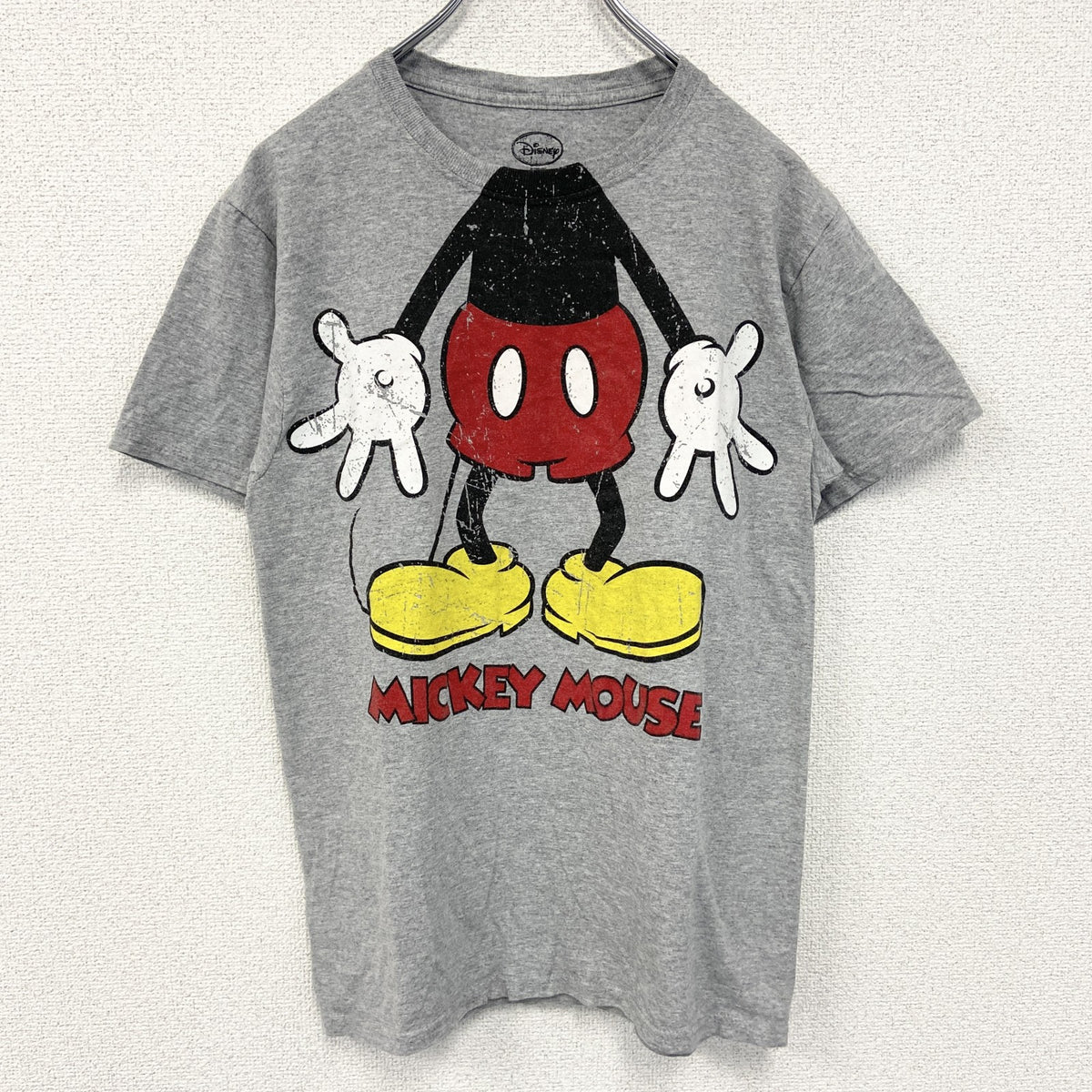 Disney ディズニー　半袖プリントTシャツ　キャラクター　クルーネック　灰色　グレー　Sサイズ　古着