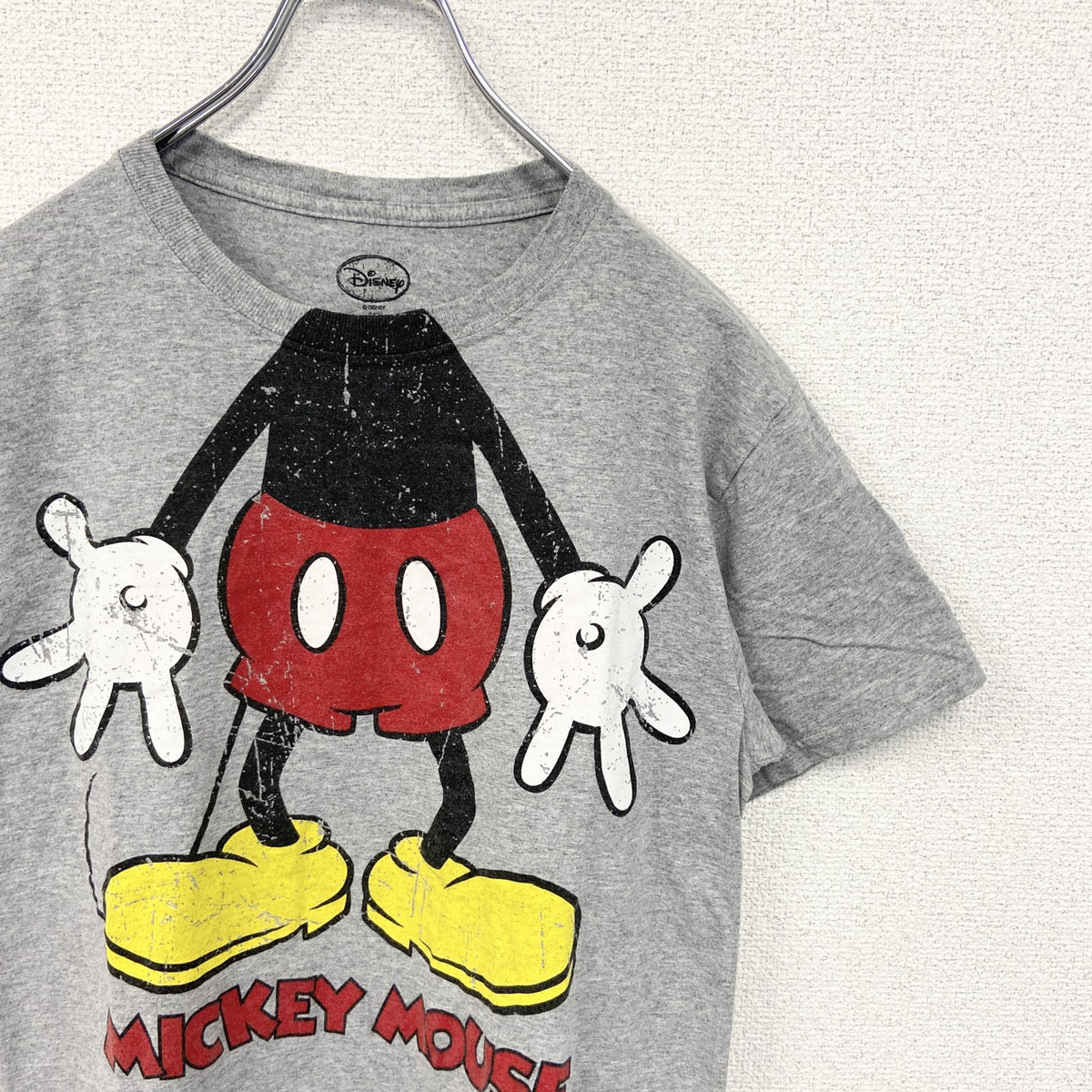 Disney ディズニー　半袖プリントTシャツ　キャラクター　クルーネック　灰色　グレー　Sサイズ　古着