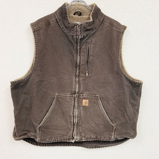 Carhartt　カーハート　フルジップダックベスト　裏ボア　ボアライナー　茶色　ブラウン　2XLサイズ