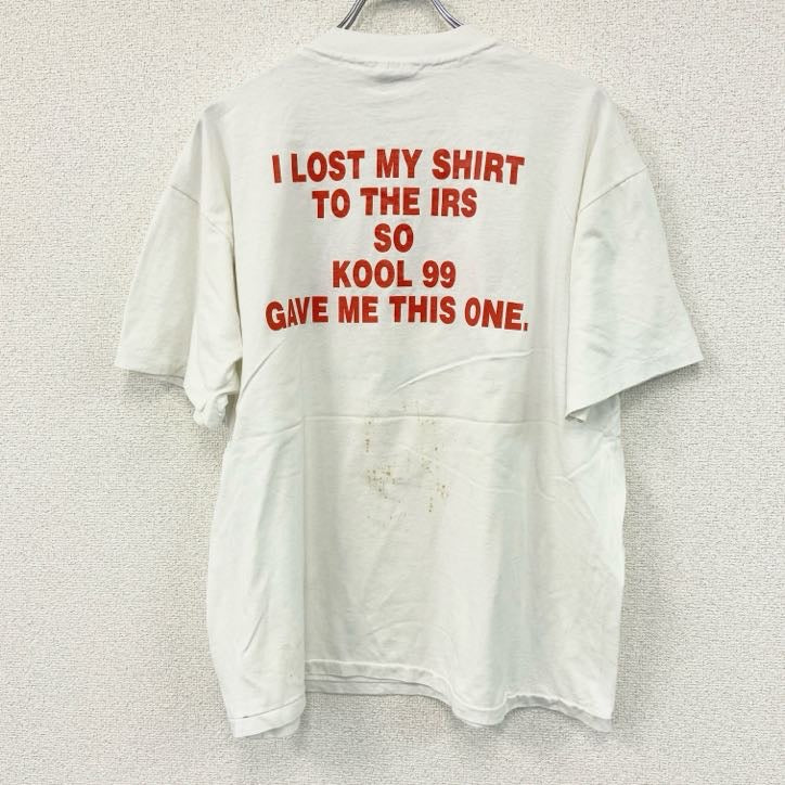Hanes　ヘインズ　半袖プリントTシャツ　シングルステッチ　ヴィンテージ　白　ホワイト　XLサイズ カットソー メンズ コットン 古着