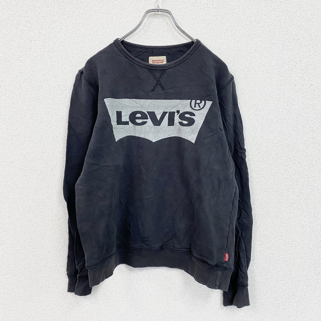Levi's　リーバイス　スウェット/トレーナー　前V　デカロゴ　黒　ブラック　16サイズ　古着