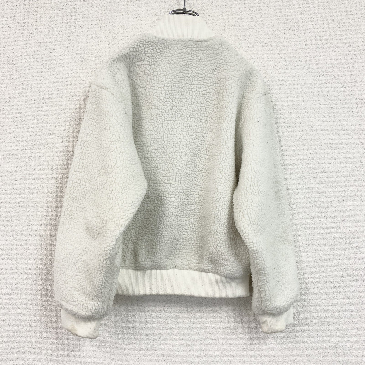 adidas　アディダス　フリースジャケット/ボアジャケット　トレフォイルロゴ　刺繍ロゴ　白　ホワイト　Lサイズ　古着