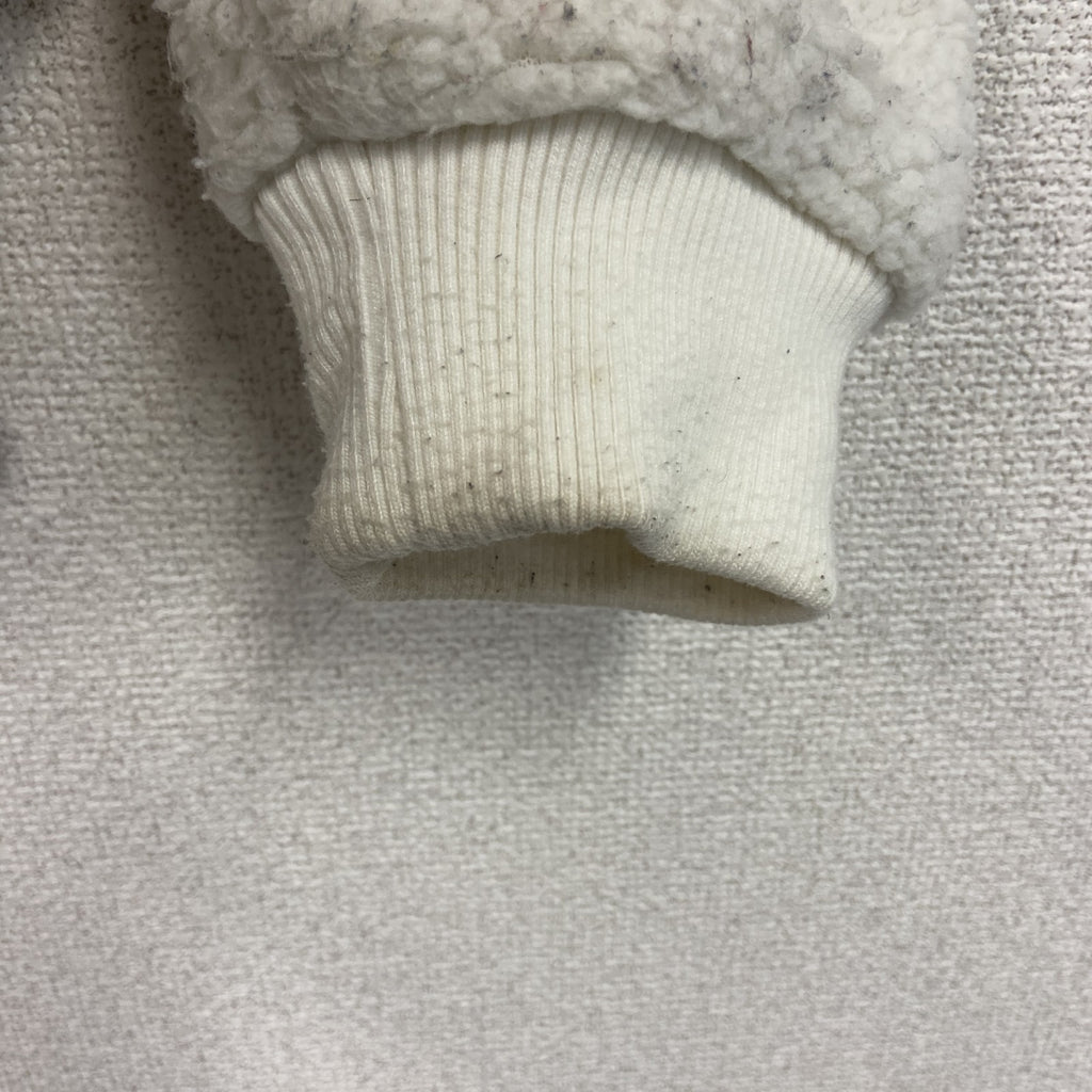 adidas　アディダス　フリースジャケット/ボアジャケット　トレフォイルロゴ　刺繍ロゴ　白　ホワイト　Lサイズ　古着