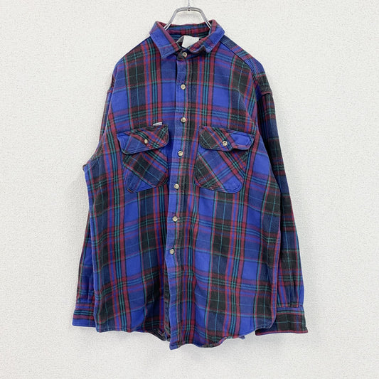 ～90s　Carhartt　カーハート　長袖ヘビーネルシャツ　ヴィンテージ　三角タグ　青　ブルー