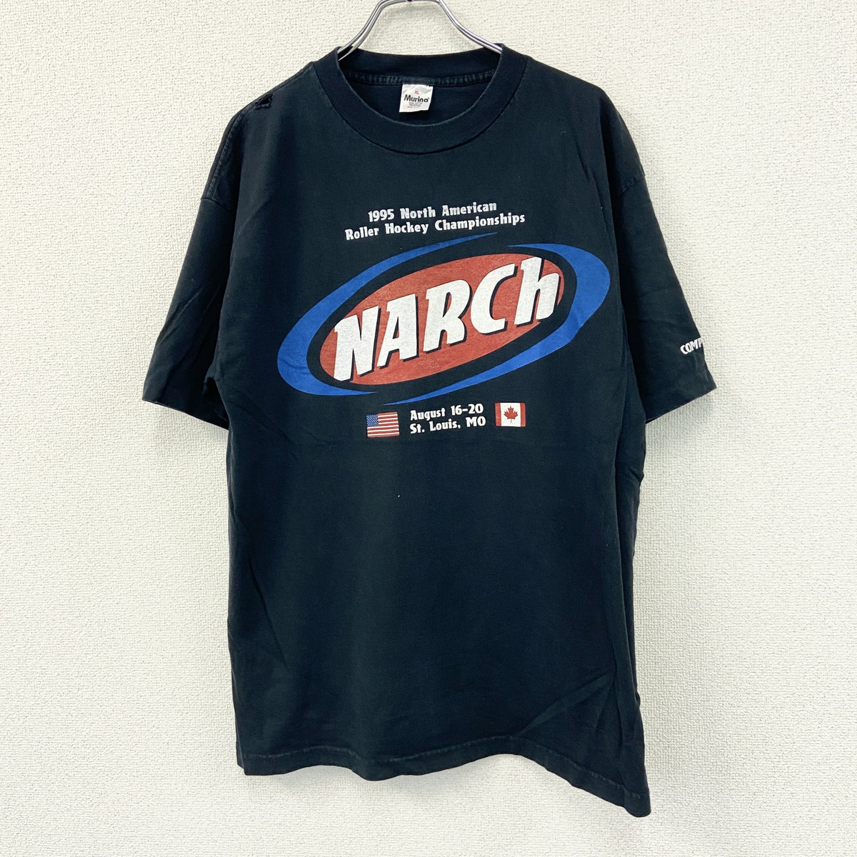 Murina　マリーナ　半袖プリントTシャツ　ヴィンテージ　シングルステッチ　黒　ブラック　XLサイズ　古着