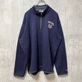 Champion　チャンピオン　長袖ハーフジップ刺繍スウェット　カレッジトレーナー　ネイビー　紺　ハイネック　Lサイズ　古着