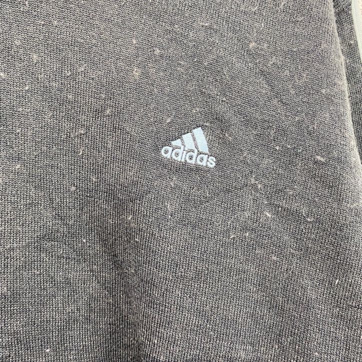 adidas　アディダス　タートルネックコットンニットセーター　パフォーマンスロゴ　灰色　グレー　XLサイズ メンズ アクリル 古着