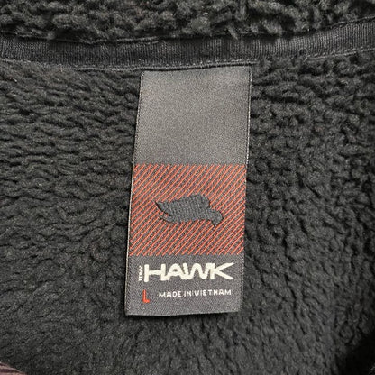 古着 used　HAWK　長袖チェック柄シャツジャケット　裏ボアパーカー　赤　レッド　グレー　秋冬服　レトロ　Lサイズ