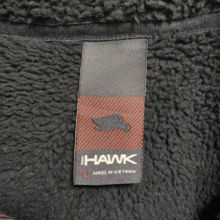HAWK　長袖チェック柄シャツジャケット　裏ボアパーカー　赤　レッド　グレー　灰色　秋冬服　レトロ　Lサイズ　古着