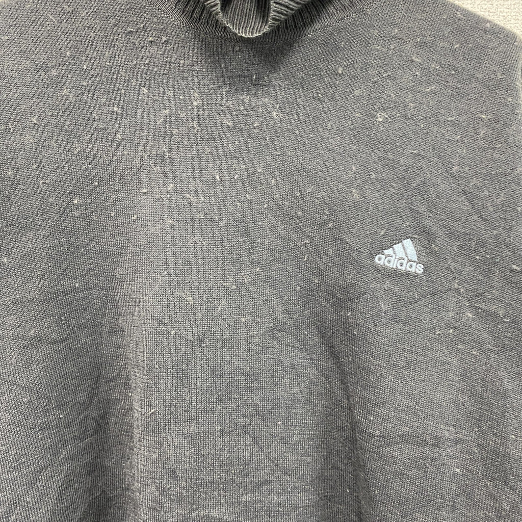 adidas　アディダス　タートルネックコットンニットセーター　パフォーマンスロゴ　灰色　グレー　XLサイズ メンズ アクリル 古着