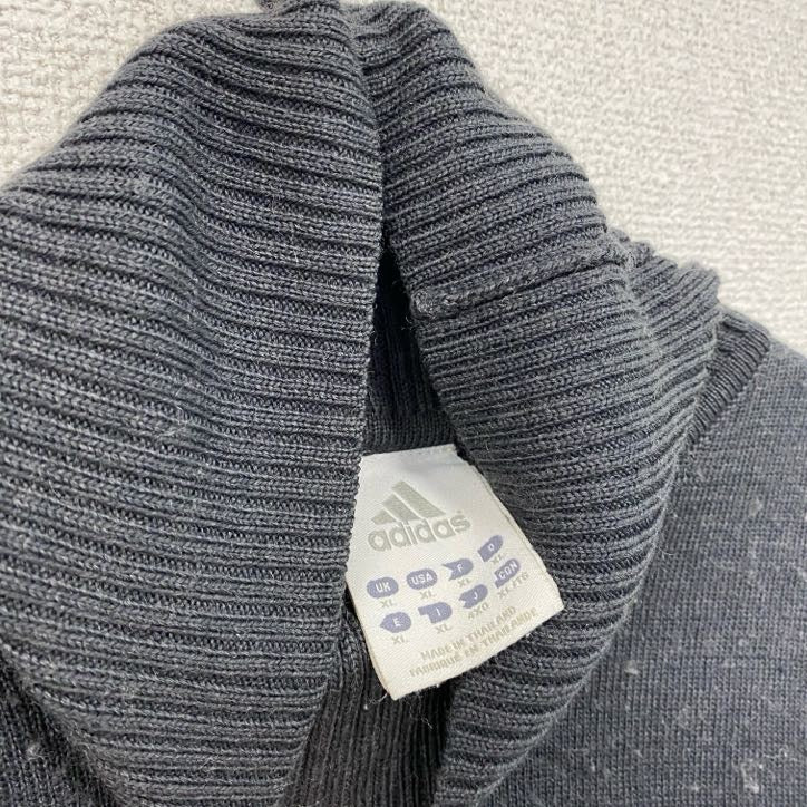 adidas　アディダス　タートルネックコットンニットセーター　パフォーマンスロゴ　灰色　グレー　XLサイズ メンズ アクリル 古着
