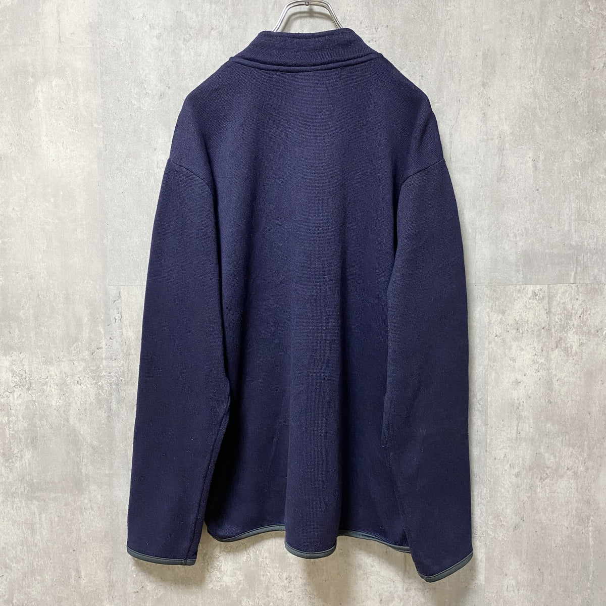 Champion　チャンピオン　長袖ハーフジップ刺繍スウェット　カレッジトレーナー　ネイビー　紺　ハイネック　Lサイズ　古着