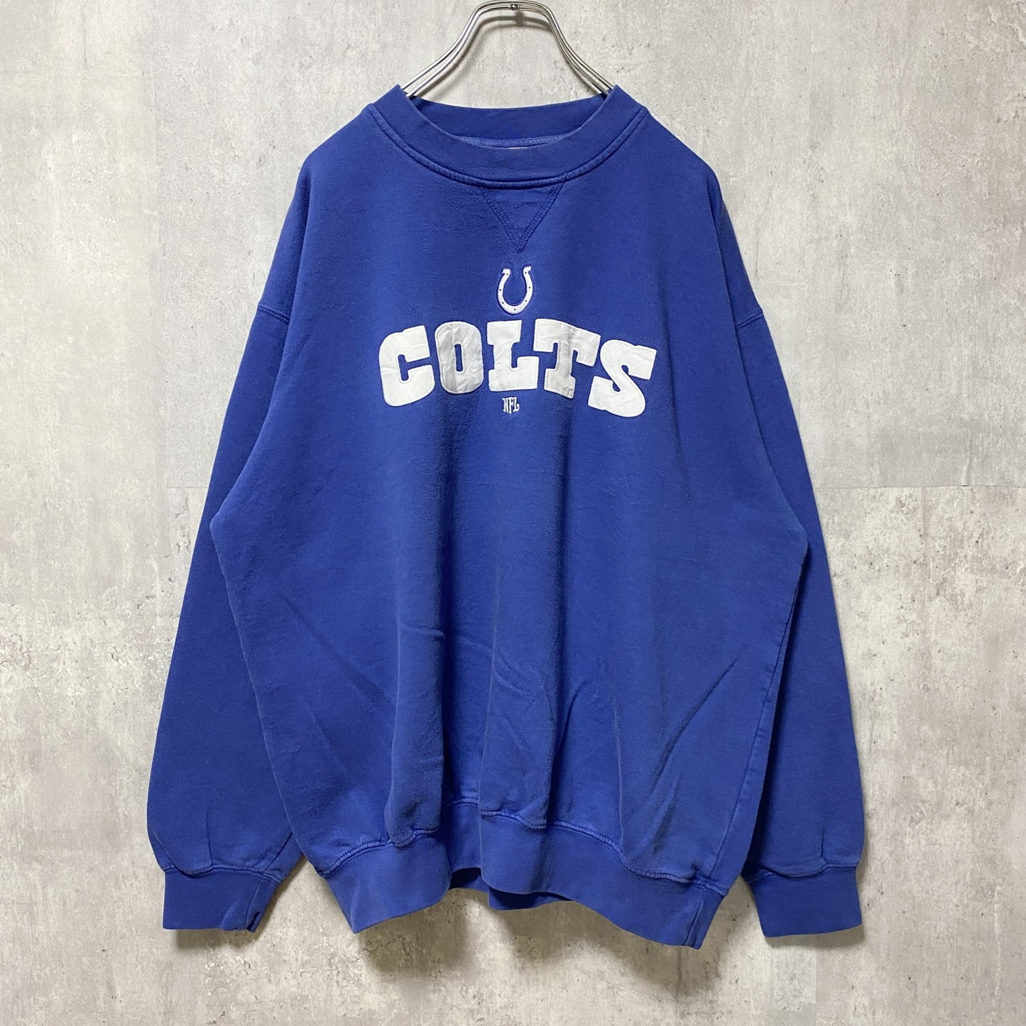 古着 used　NFL　長袖プリントワッペンスウェット　トレーナー　青　ブルー　フットボール　Colts　インディアナポリスコルツ