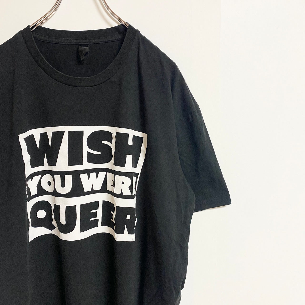 as colour　エーエスカラー　半袖ロゴプリントデザインTシャツ　クルーネック　黒　ブラック　春夏服　古着