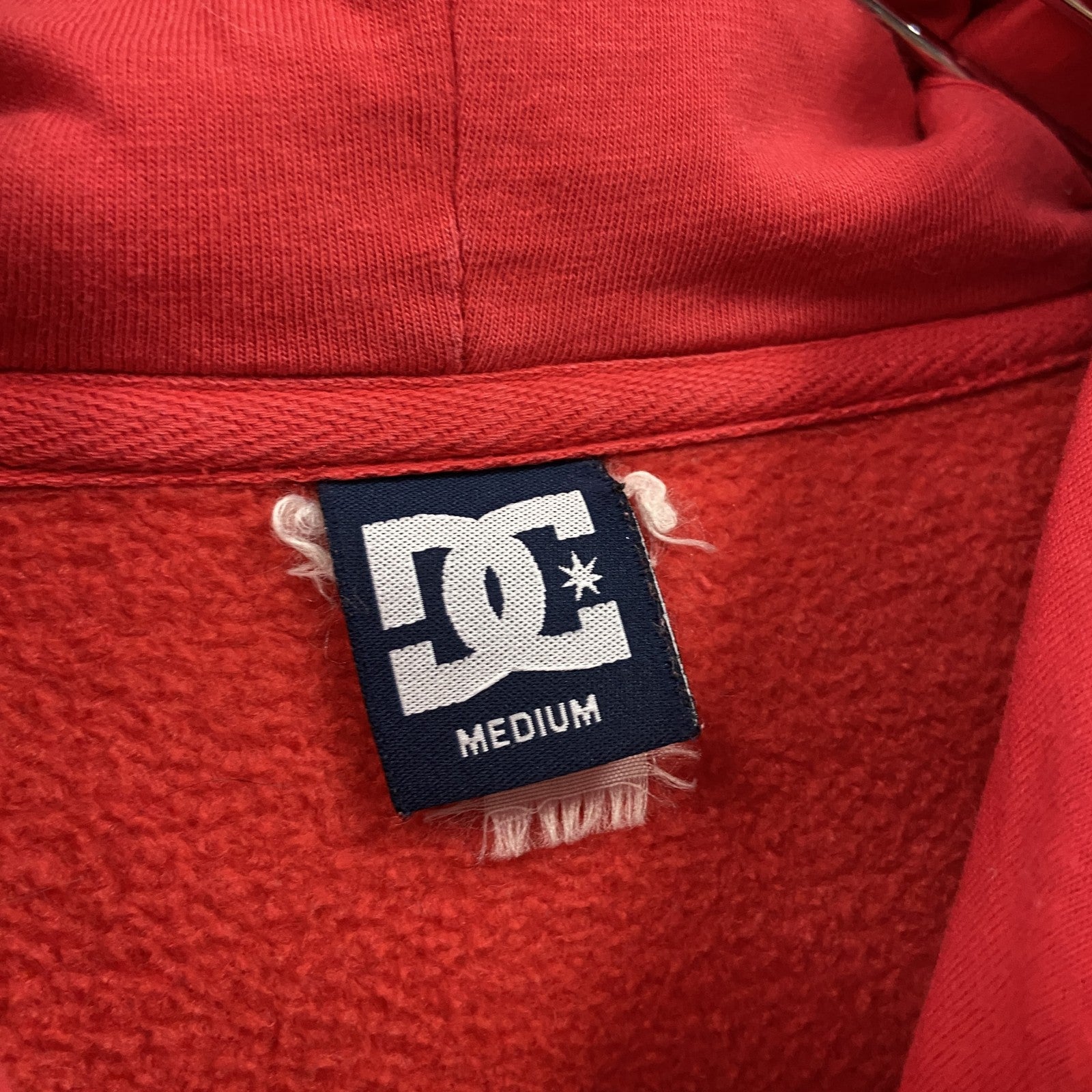 90s　DC SHOES　ディーシーシューズ　スウェットパーカー/フーディー　アーチプリント　ヴィンテージ　赤　レッド　Mサイズ トレーナー スウェットトップス フード付き 古着
