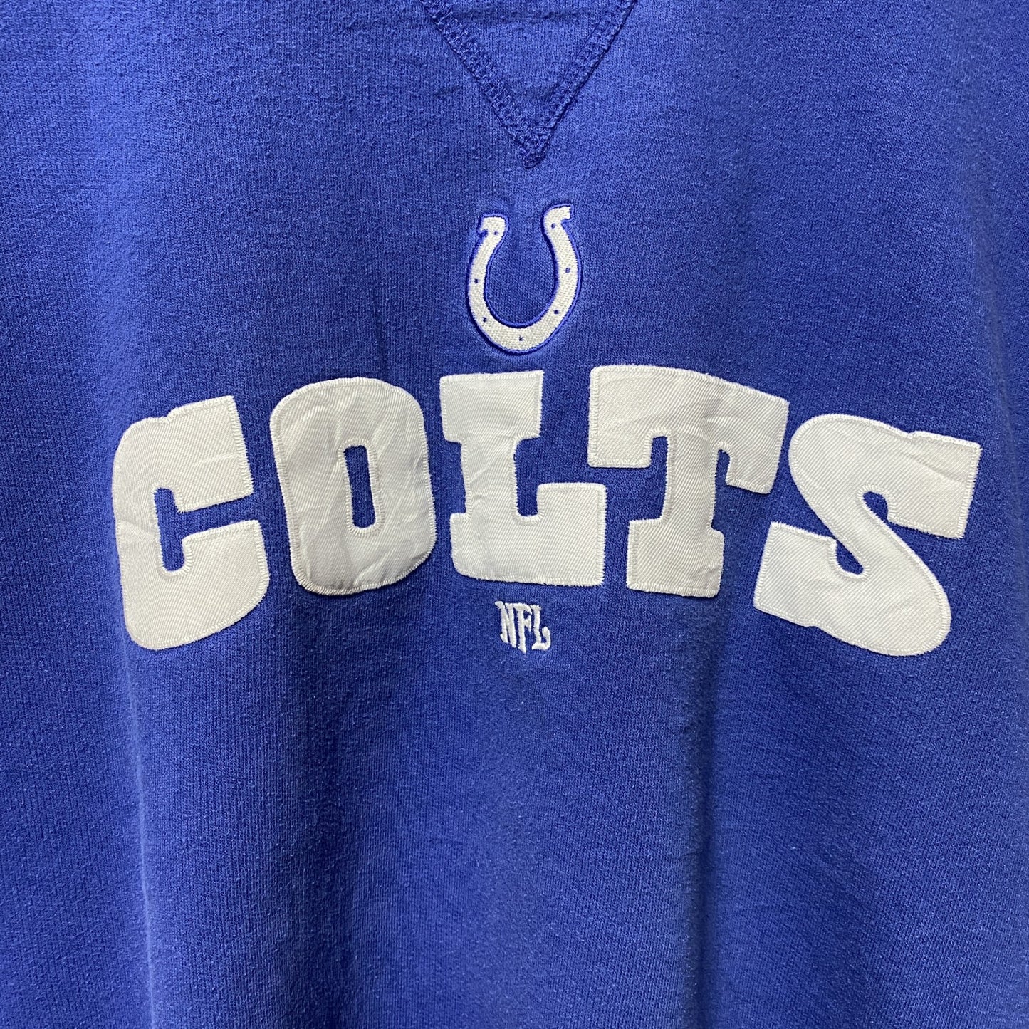 古着 used　NFL　長袖プリントワッペンスウェット　トレーナー　青　ブルー　フットボール　Colts　インディアナポリスコルツ