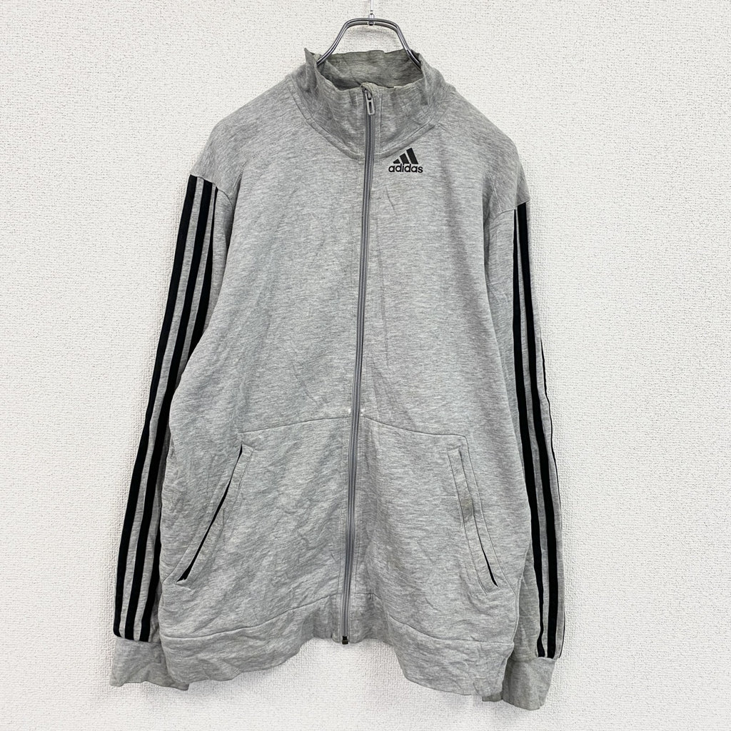 adidas　アディダス　フルジップスウェットトラックジャケット/ジャージ　パフォーマンスロゴ　灰色　グレー　　古着