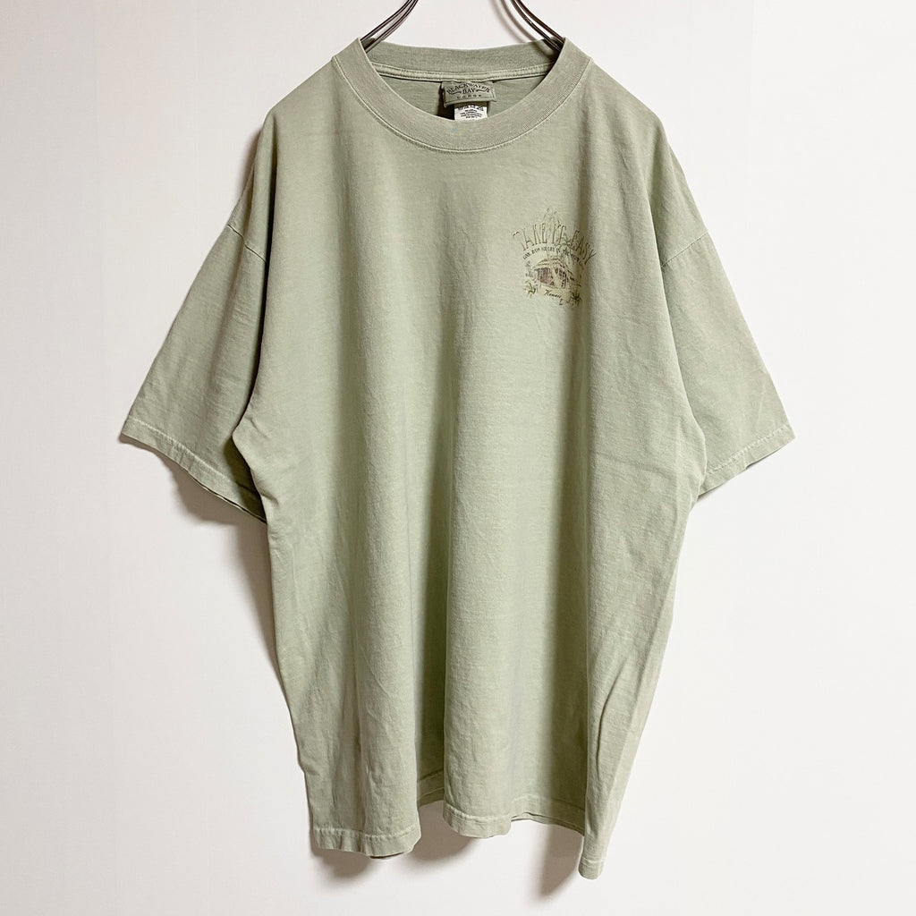 BLACKWATERBAY　半袖クルーネックTシャツ　バックプリント　Maui　緑　グリーン　春夏服　Lサイズ　古着