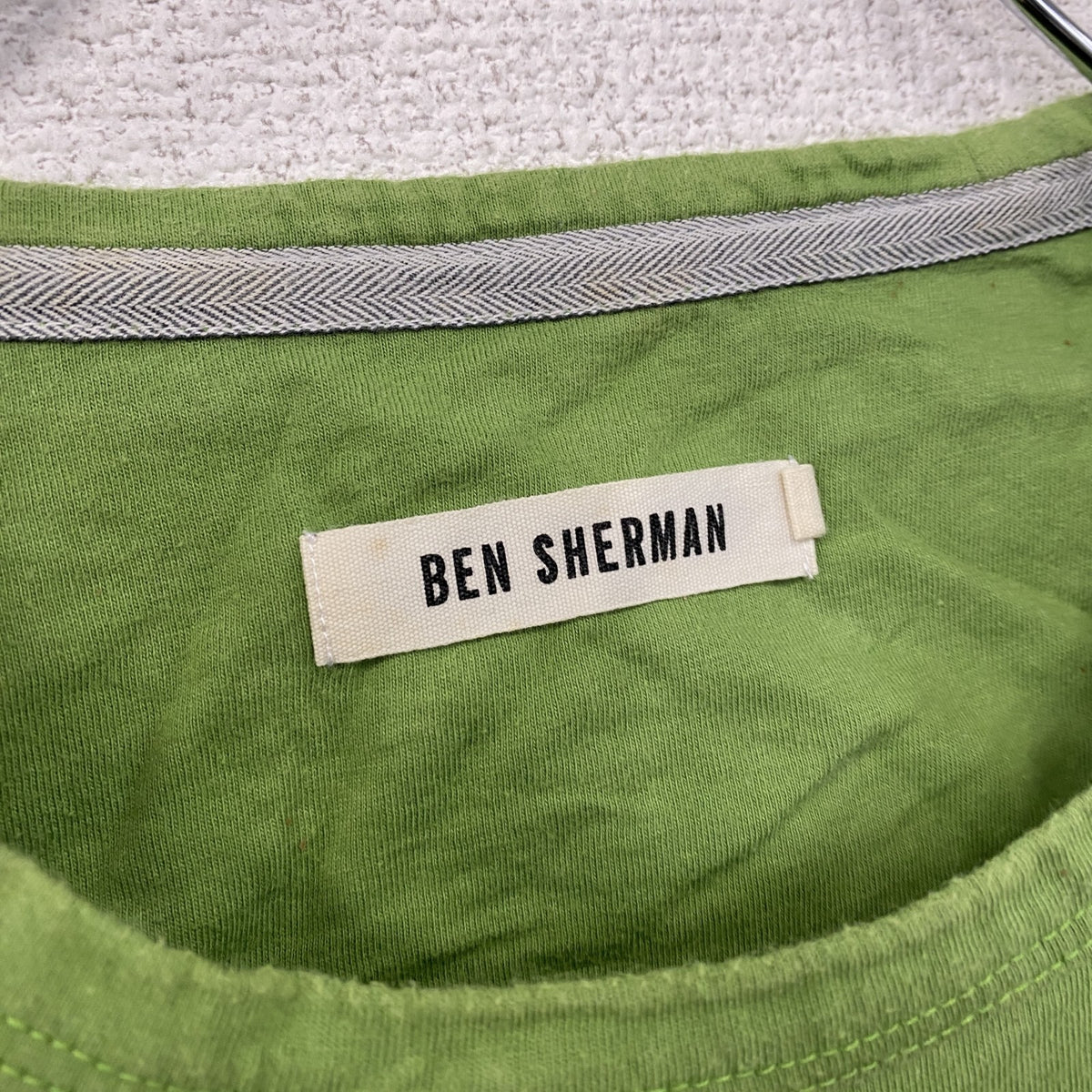 BEN SHERMAN　ベンシャーマン　半袖プリントTシャツ　ライトグリーン　黄緑　古着