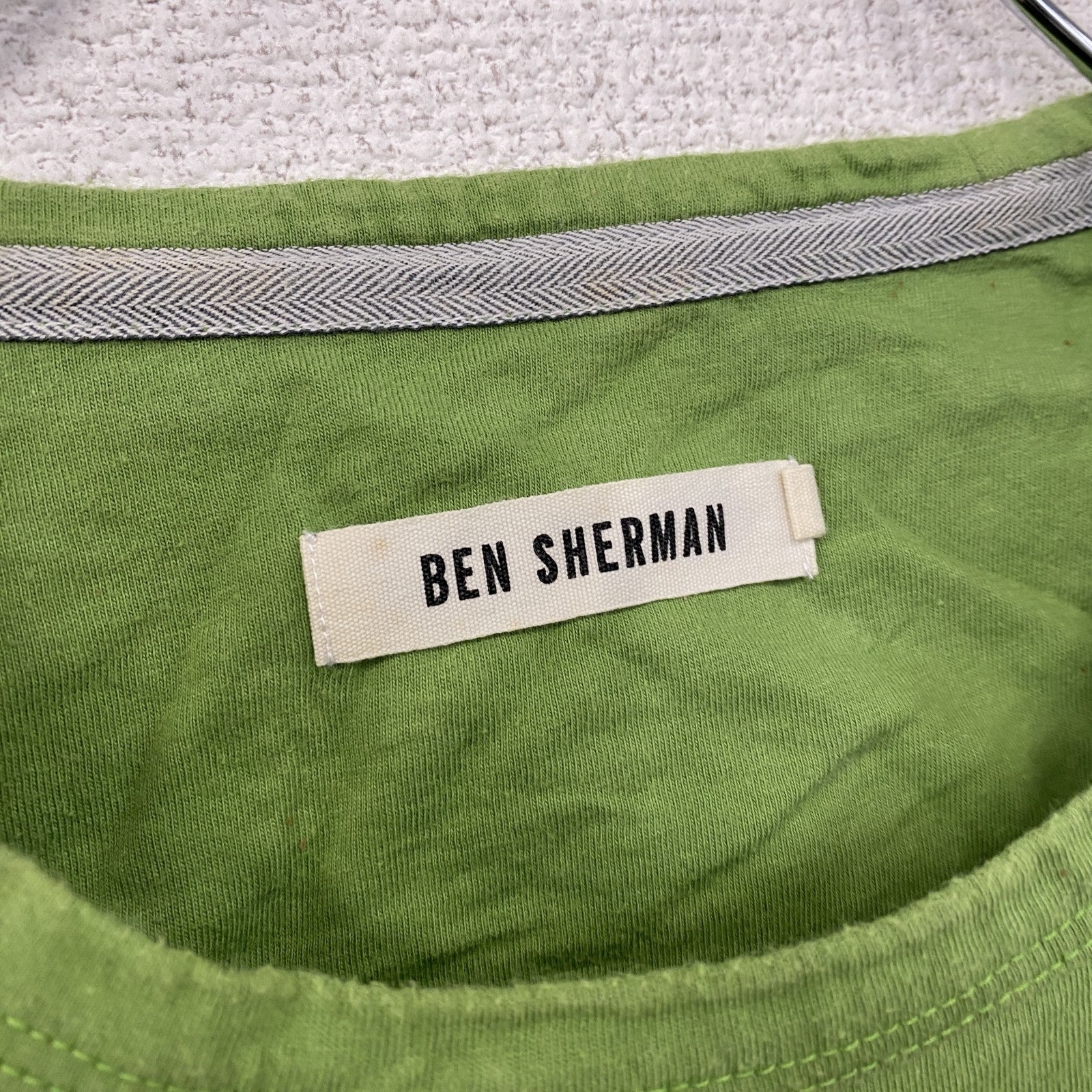 BEN SHERMAN　ベンシャーマン　半袖プリントTシャツ　ライトグリーン　黄緑　古着