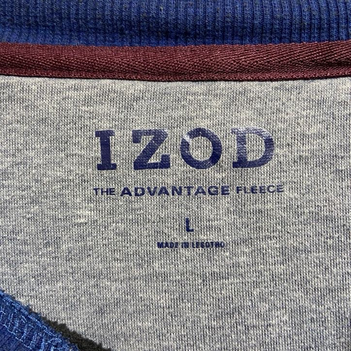 古着 used　IZOD　アイゾッド　長袖スウェット　トレーナー　ワンポイント刺繍　ネイビー　クルーネック　Lサイズ