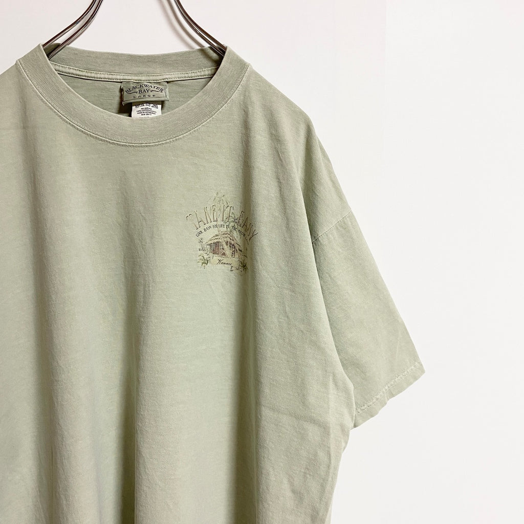 BLACKWATERBAY　半袖クルーネックTシャツ　バックプリント　Maui　緑　グリーン　春夏服　Lサイズ　古着