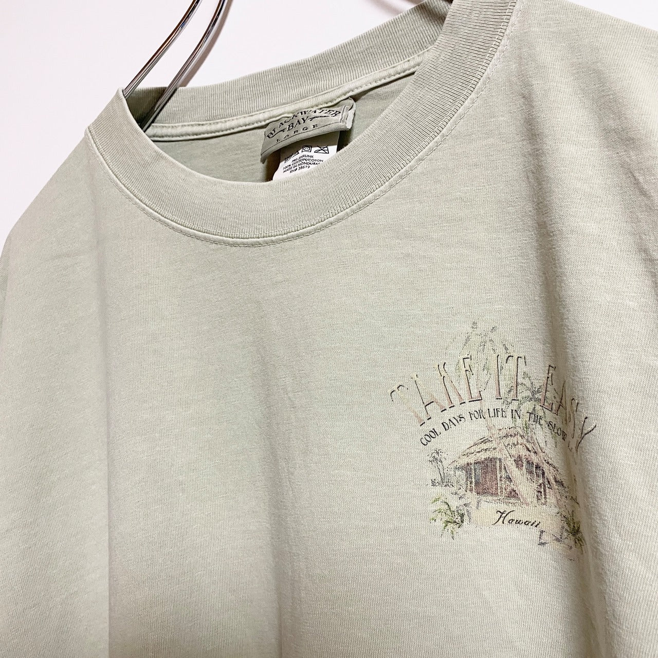 BLACKWATERBAY　半袖クルーネックTシャツ　バックプリント　Maui　緑　グリーン　春夏服　Lサイズ　古着