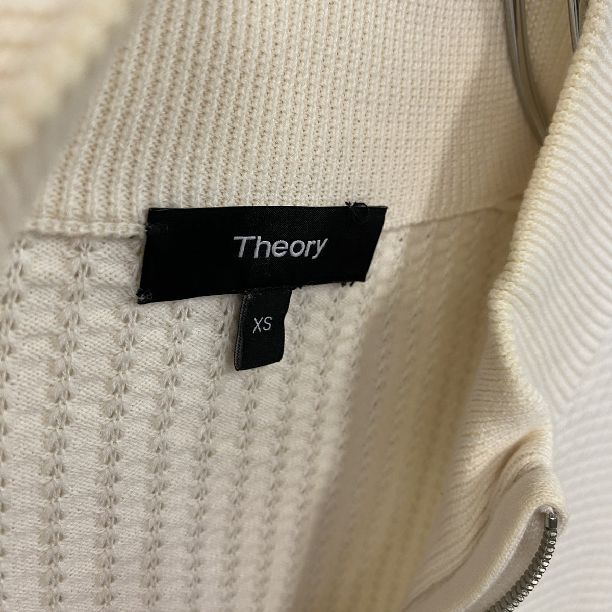 Theory　セオリー　ジップアップセーター　ドライバーズニット　アイボリー　XSサイズ ニットセーター ニットカーディガン メンズ 古着