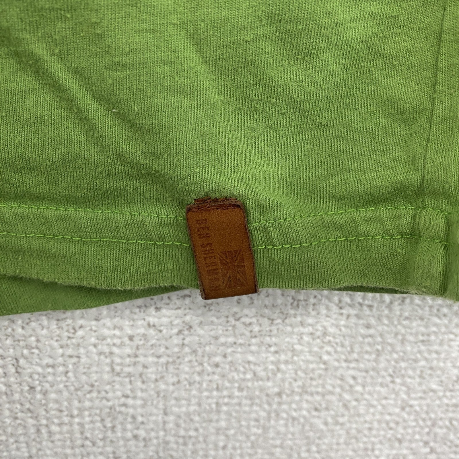 BEN SHERMAN　ベンシャーマン　半袖プリントTシャツ　ライトグリーン　黄緑　古着