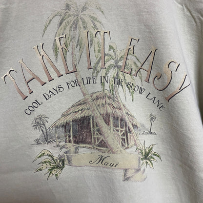 古着 used　BLACKWATERBAY　半袖クルーネックTシャツ　バックプリント　Maui　緑　グリーン　春夏服　Lサイズ