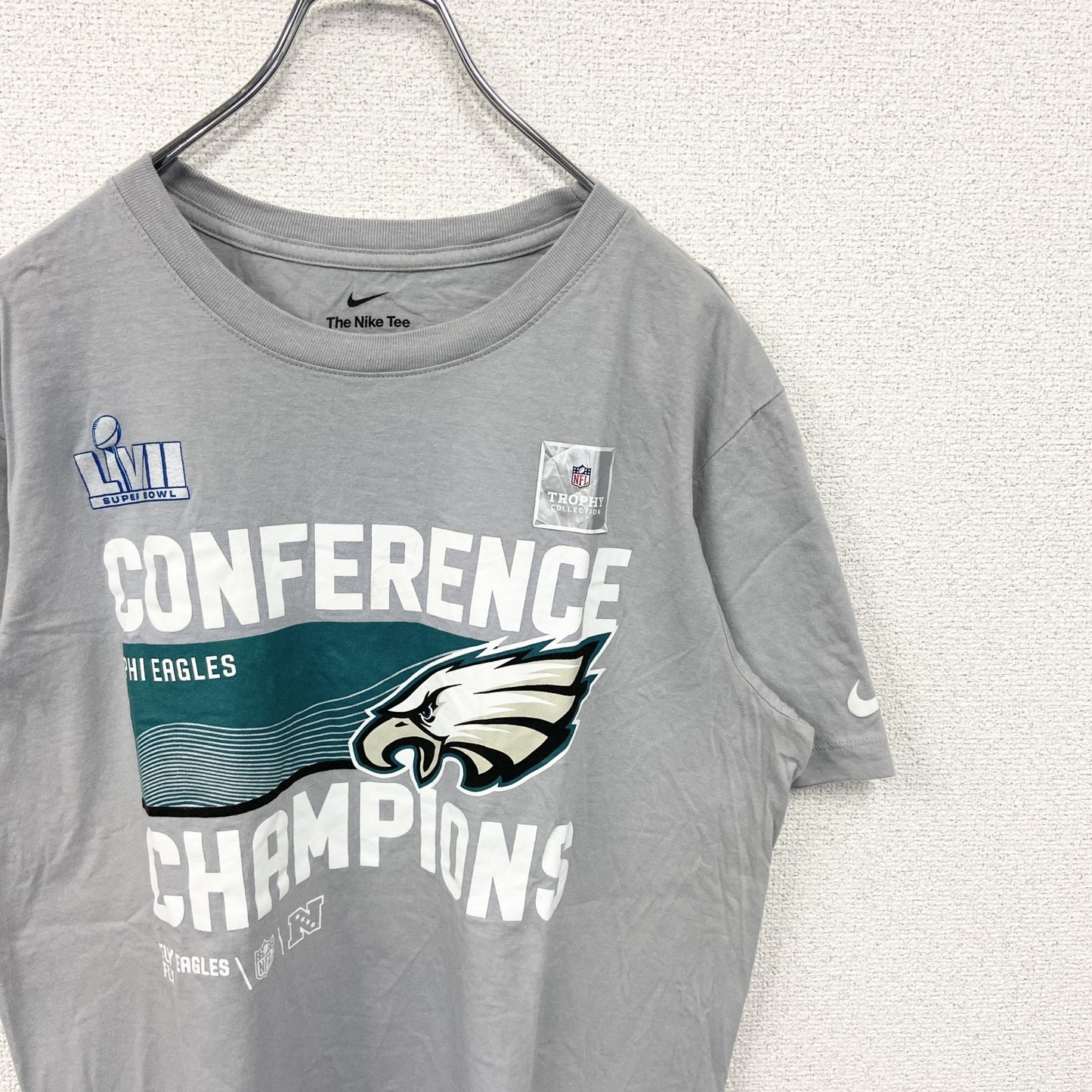 古着 used　NIKE ナイキ　NFL　フィラデルフィアイーグル　半袖プリントTシャツ　グレー　灰色　アメフト　Mサイズ