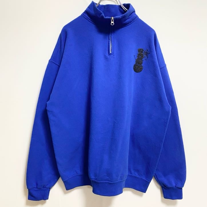 JERZEES　ジャージーズ　 長袖ハーフジッププリントスウェット　トレーナー　青　ブルー　ビッグシルエット　XLサイズ　古着
