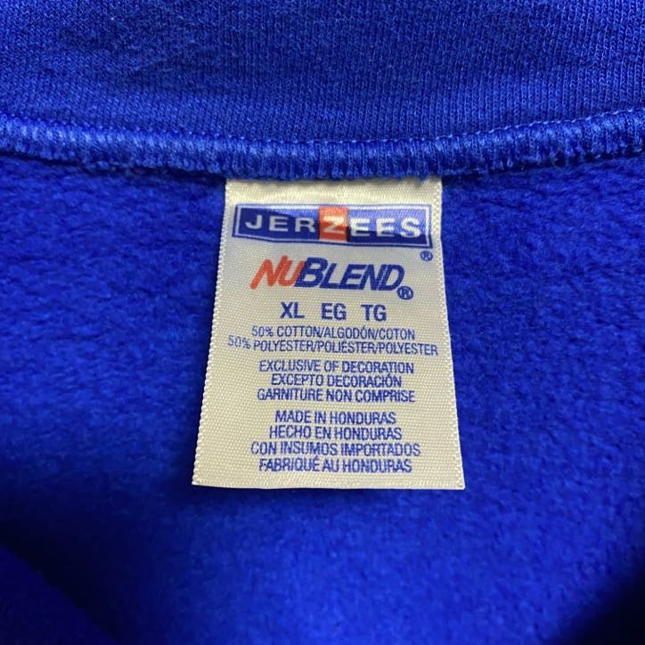 JERZEES　ジャージーズ　 長袖ハーフジッププリントスウェット　トレーナー　青　ブルー　ビッグシルエット　XLサイズ　古着