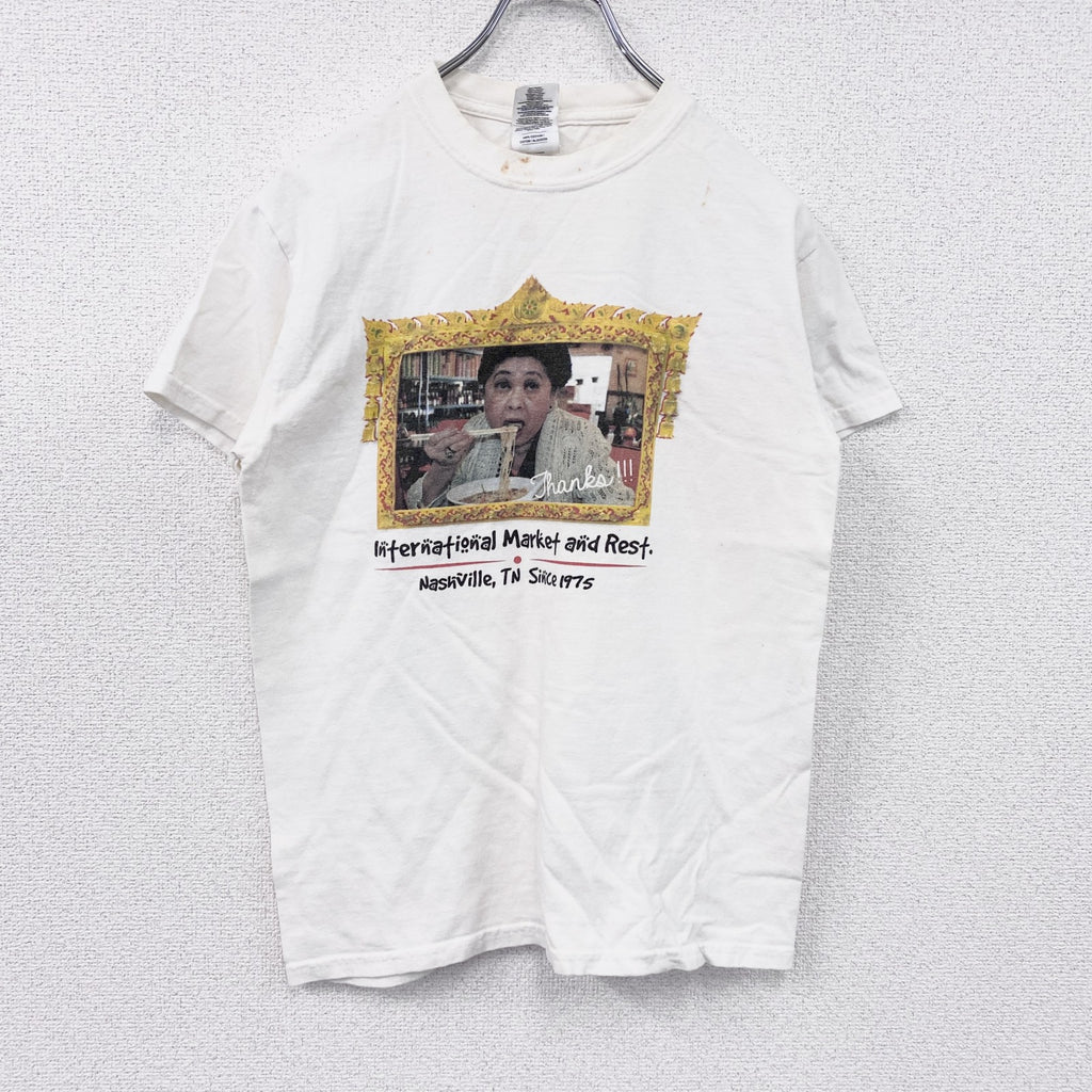 GILDAN　ギルダン　半袖プリントTシャツ　白　ホワイト　Sサイズ　古着