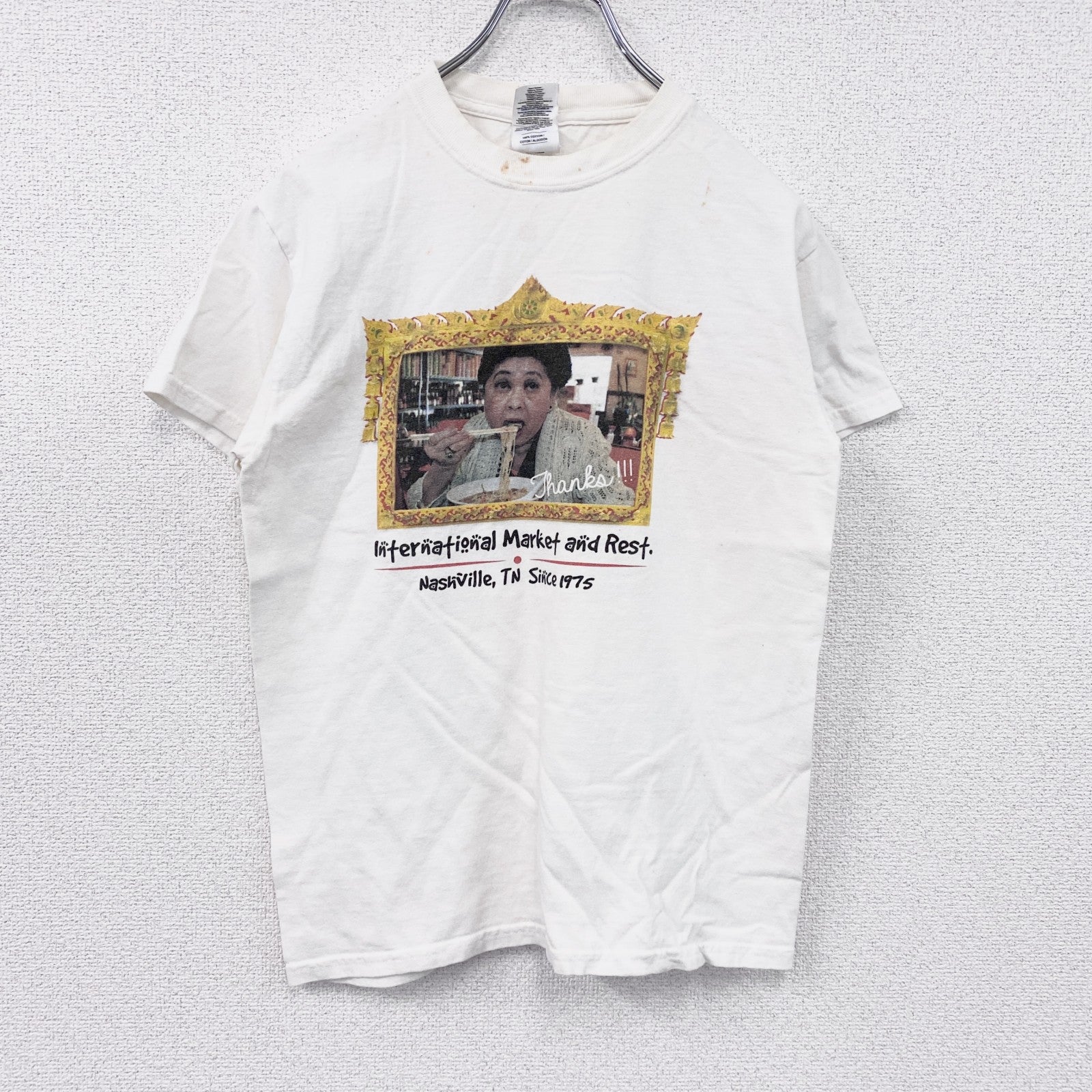 GILDAN　ギルダン　半袖プリントTシャツ　白　ホワイト　Sサイズ　古着